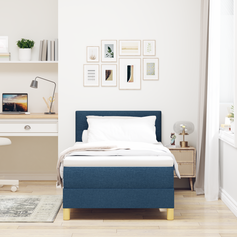 Boxspringbett mit Matratze & LED Blau 80x200 cm Stoff