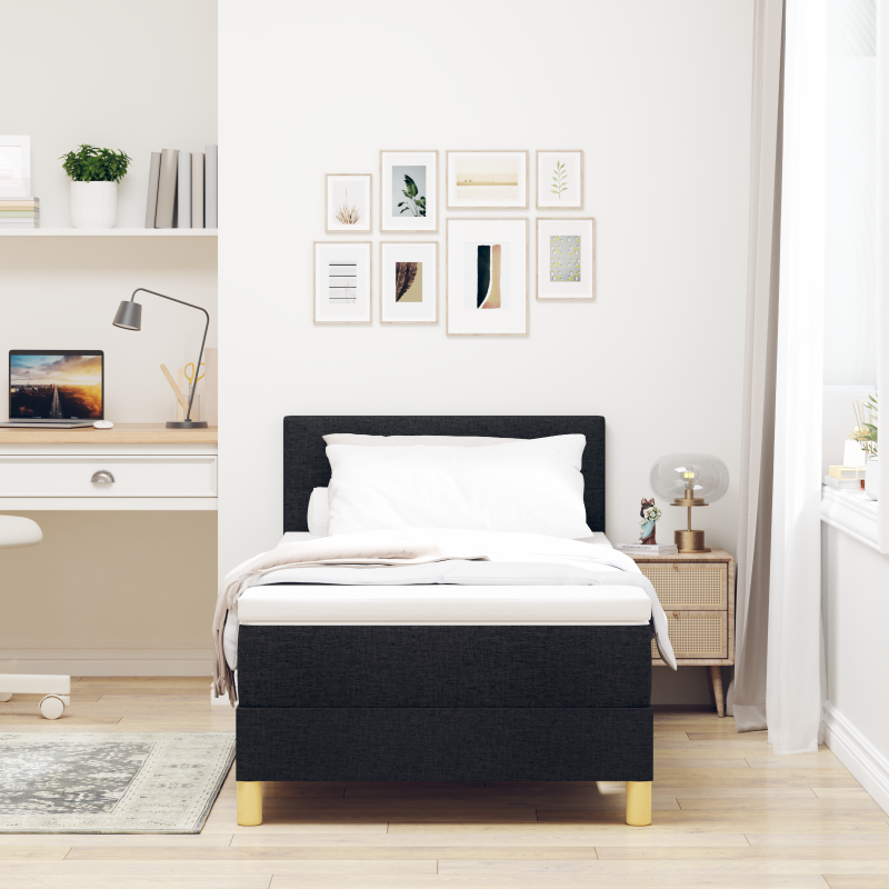 Boxspringbett mit Matratze & LED Schwarz 90x190 cm Stoff