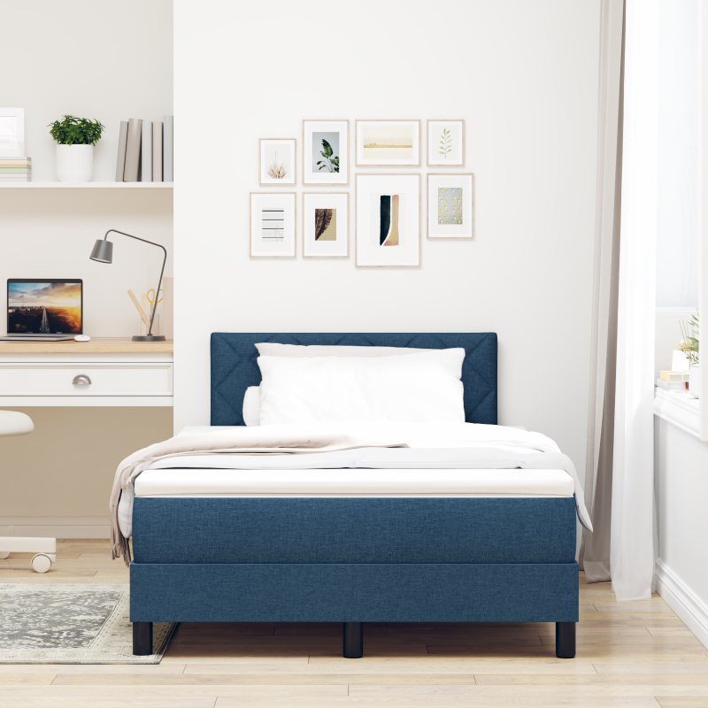 Boxspringbett mit Matratze & LED Blau 120x200 cm Stoff