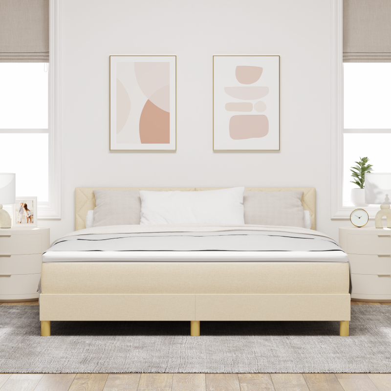 Boxspringbett mit Matratze & LED Creme 180x200 cm Stoff