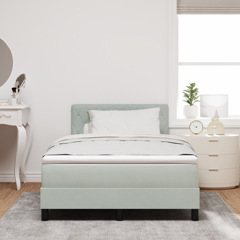 Boxspringbett mit Matratze & LED Licht Grau 120x190 cm Samt