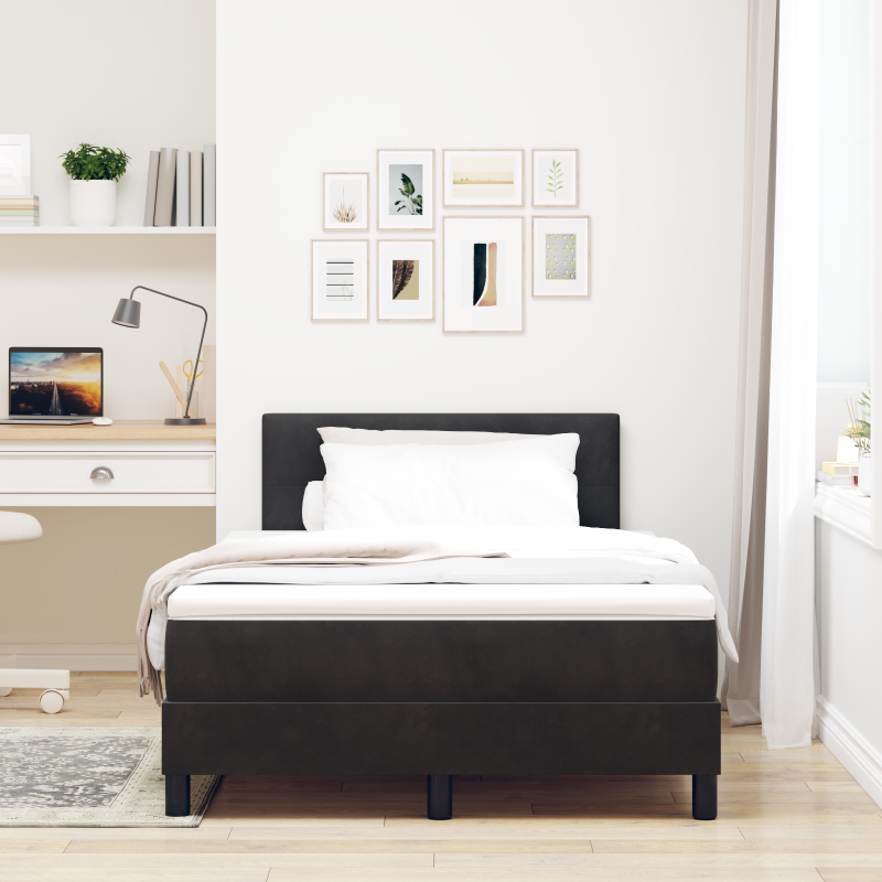 Boxspringbett mit Matratze & LED Schwarz 120x190 cm Samt