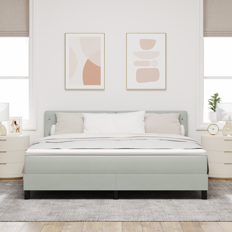 Boxspringbett mit Matratze & LED Licht Grau 180x200 cm Samt