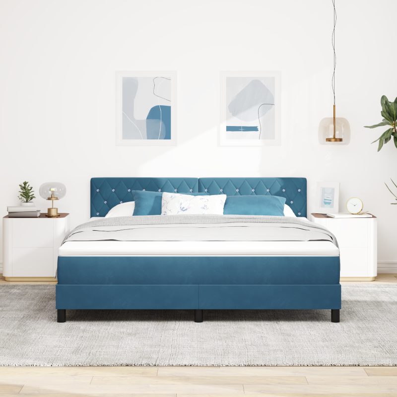 Boxspringbett mit Matratze & LED Dunkelblau 180x200 cm Samt