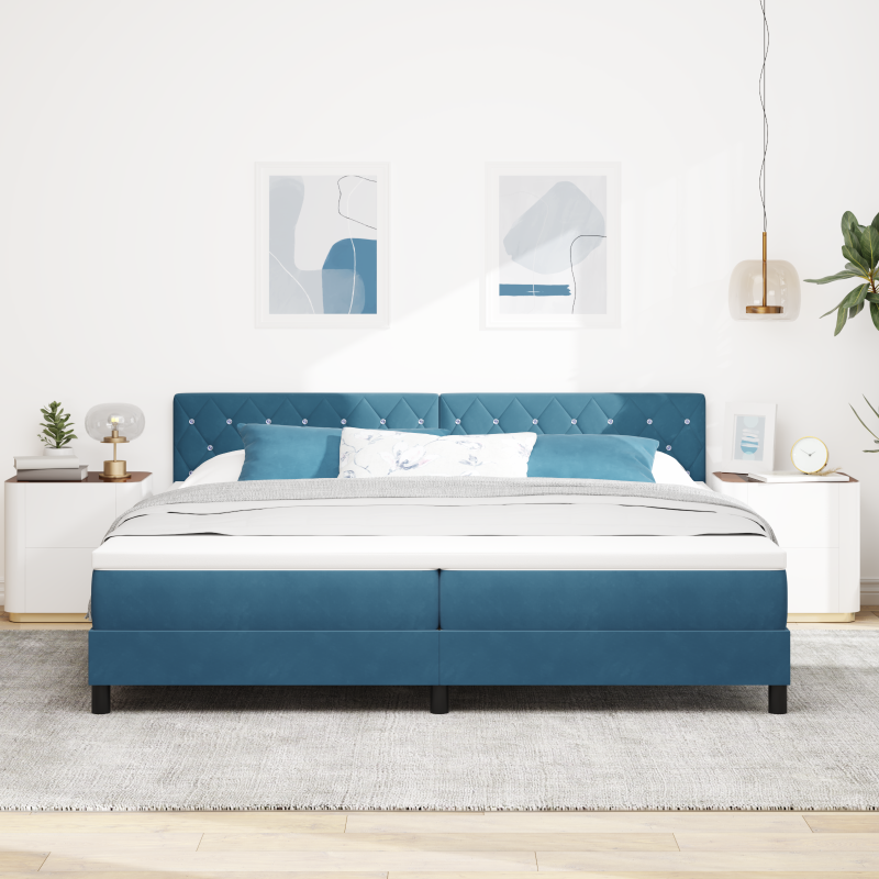 Boxspringbett mit Matratze & LED Dunkelblau 200x200 cm Samt