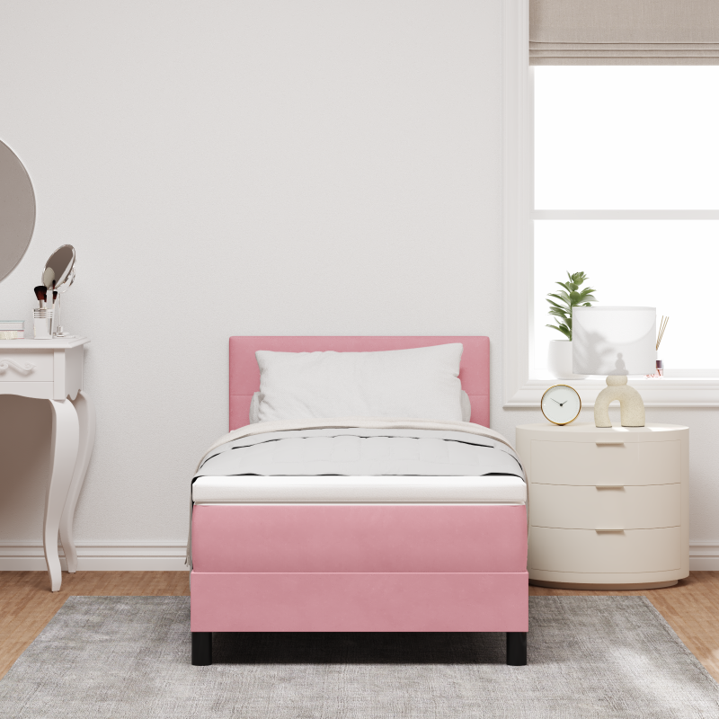 Boxspringbett mit Matratze & LED Pink 80x200 cm Samt