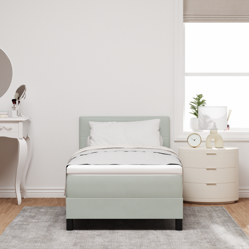 Boxspringbett mit Matratze & LED Licht Grau 90x200 cm Velvet