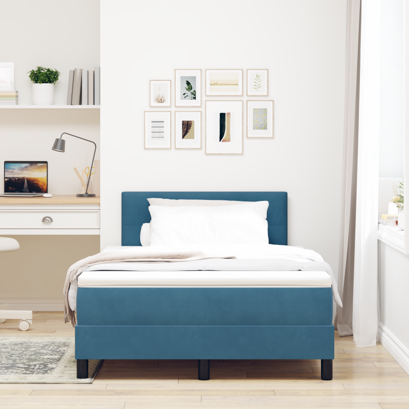 Boxspringbett mit Matratze & LED Dunkelblau 120 x 190 cm Samt