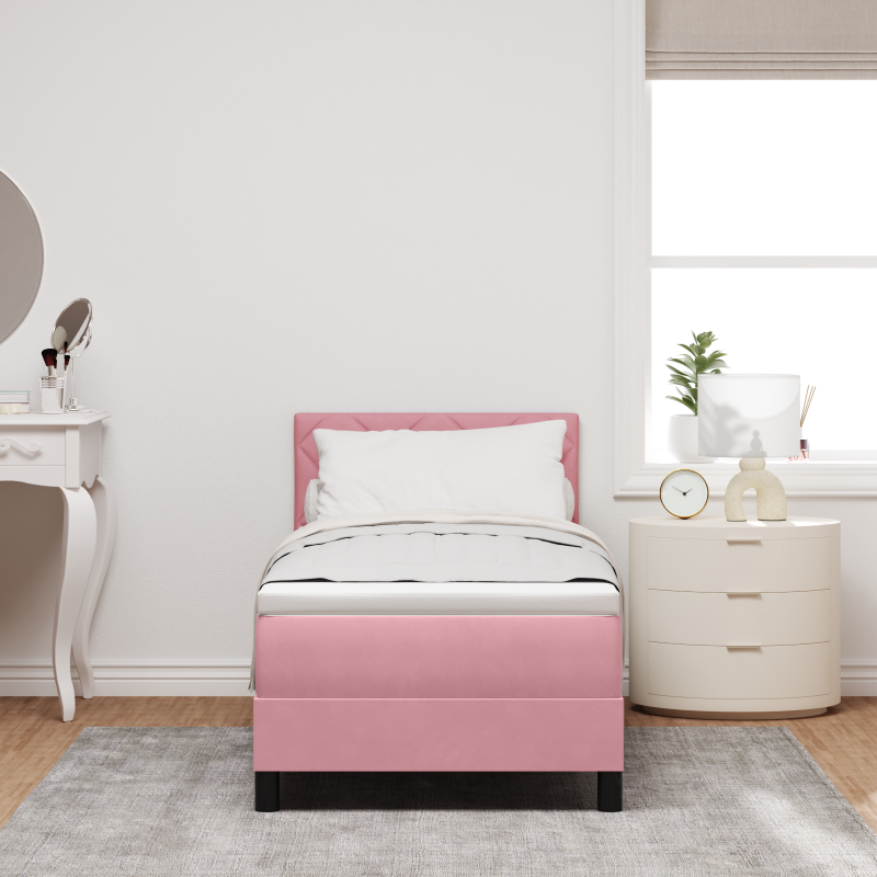 Boxspringbett mit Matratze & LED Pink 80x200 cm Samt