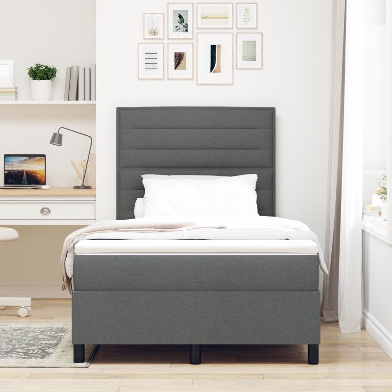 Boxspringbett mit Matratze & LED Dunkelgrau 120x200 cm Stoff