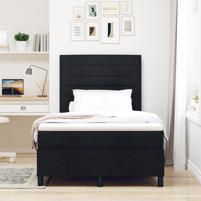 Boxspringbett mit Matratze & LED Schwarz 120x200 cm Stoff