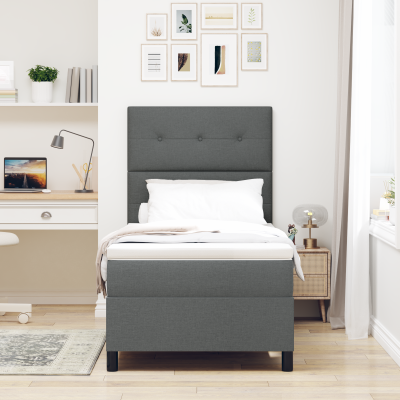 Boxspringbett mit Matratze & LED Dunkelgrau 80x200 cm Stoff