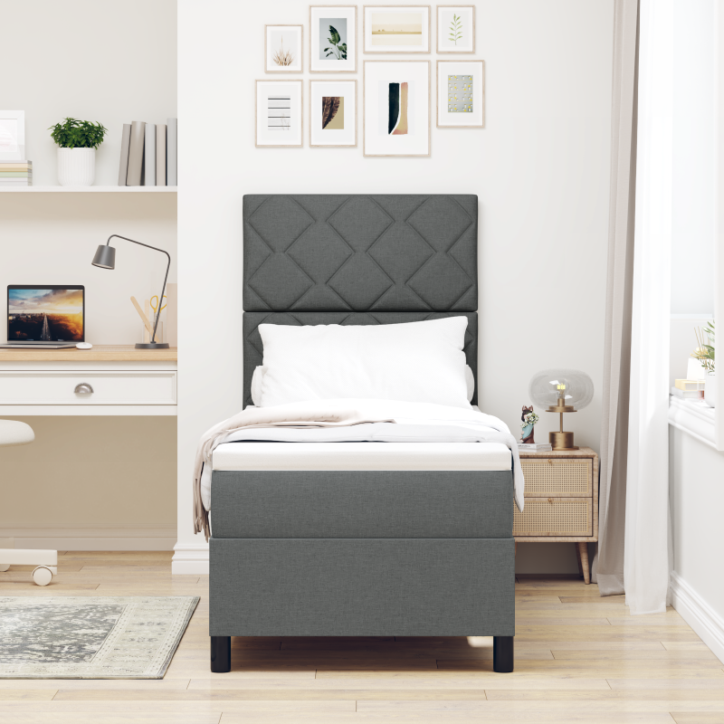 Boxspringbett mit Matratze & LED Dunkelgrau 80x200 cm Stoff