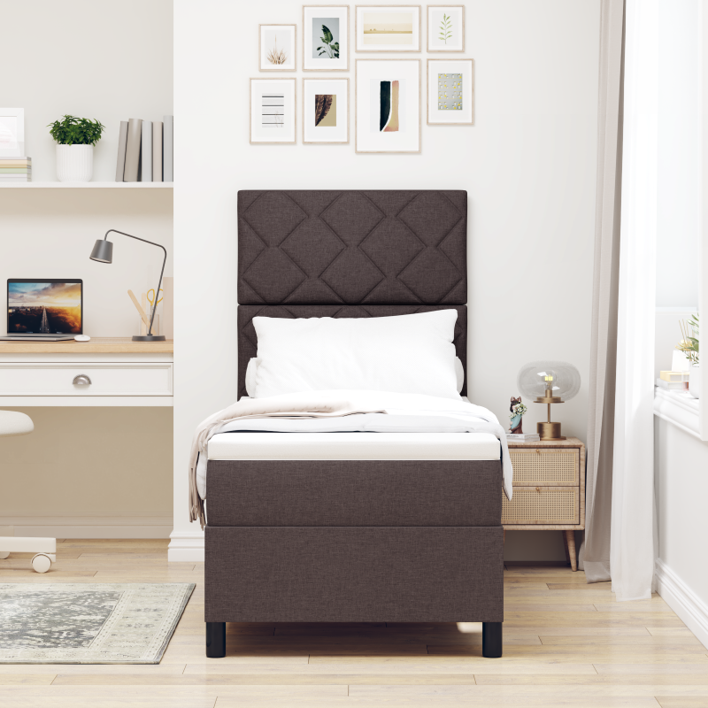 Boxspringbett mit Matratze & LED Dunkelbraun 80x200 cm Stoff