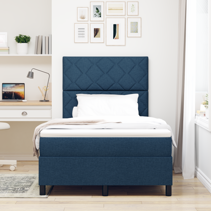 Boxspringbett mit Matratze & LED Blau 120x190 cm Stoff