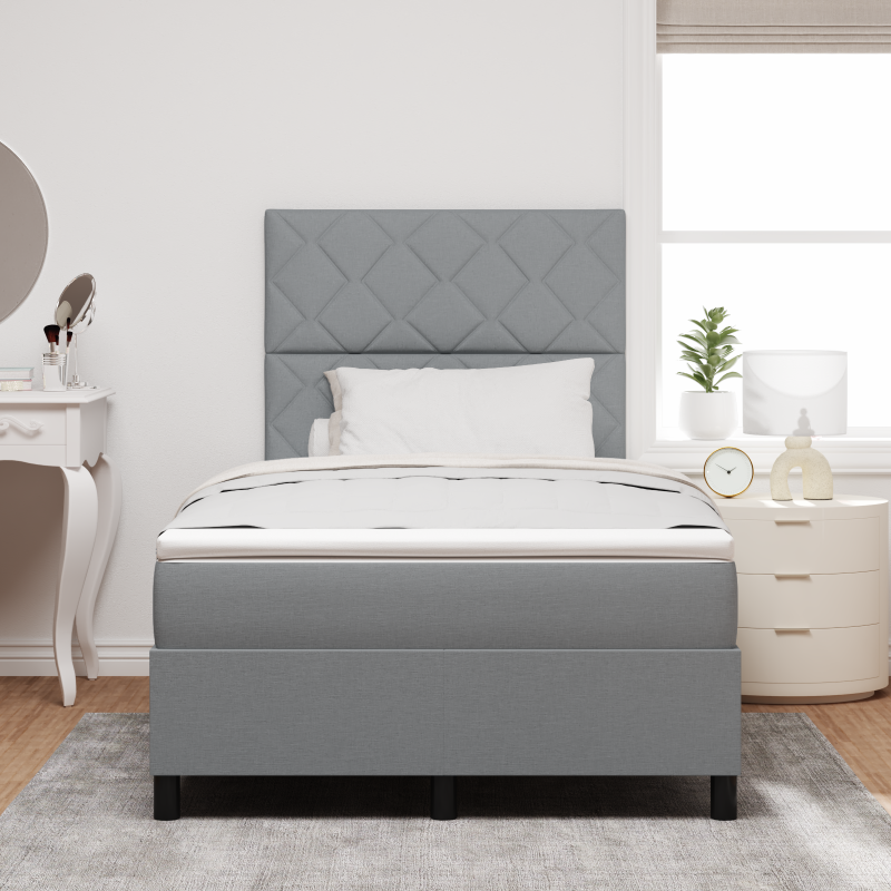 Boxspringbett mit Matratze & LED Hellgrau 120x200 cm Stoff