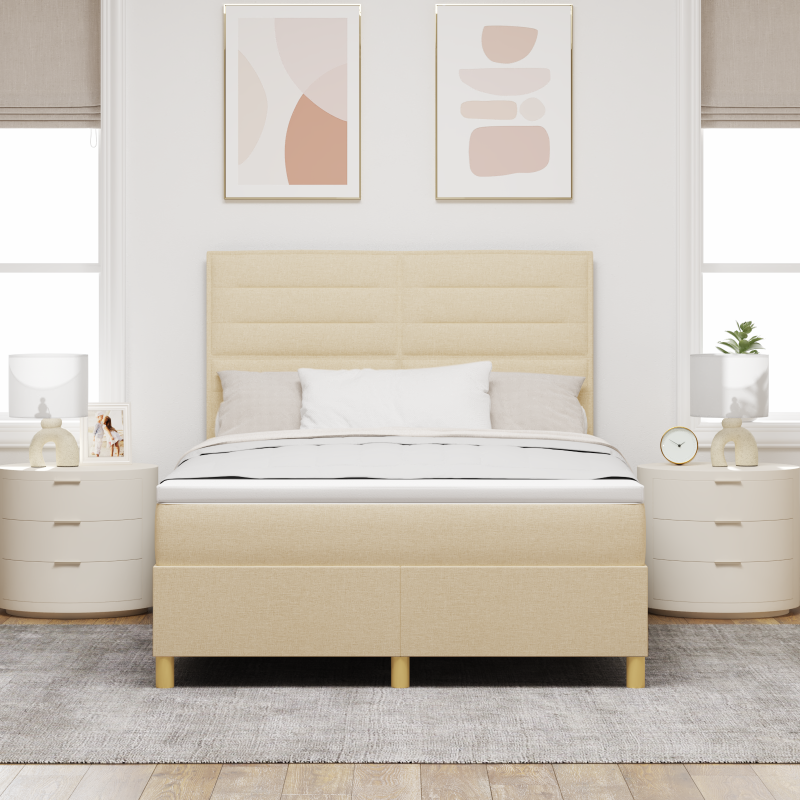 Boxspringbett mit Matratze & LED Creme 160x200 cm Stoff