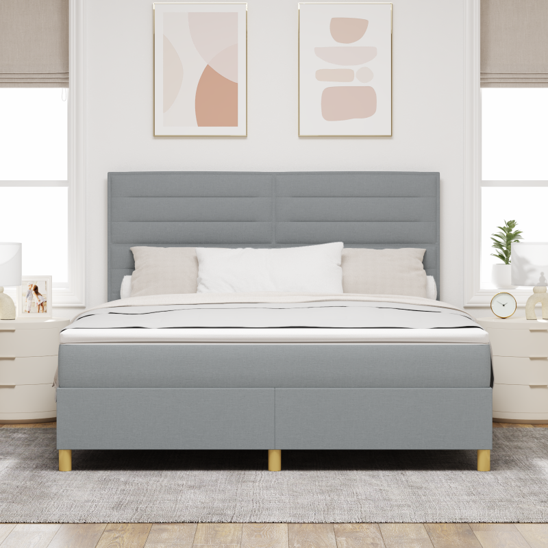 Boxspringbett mit Matratze & LED Licht Grau 180x200 cm Stoff