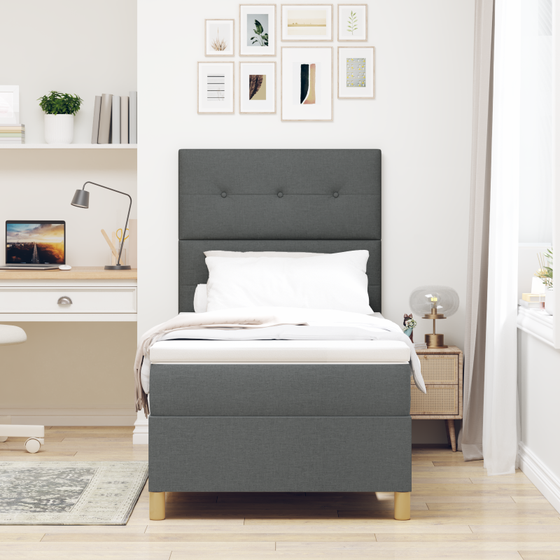 Boxspringbett mit Matratze & LED Dunkelgrau 80x200 cm Stoff