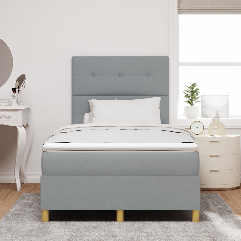 Boxspringbett mit Matratze & LED Licht Grau 120x190 cm Stoff