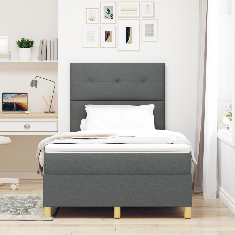 Boxspringbett mit Matratze & LED Dunkelgrau 120x200 cm Stoff