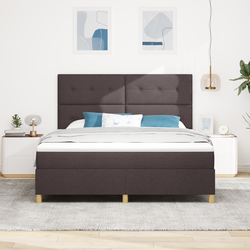 Boxspringbett mit Matratze und LED Dunkelbraun 180x200 cm Stoff