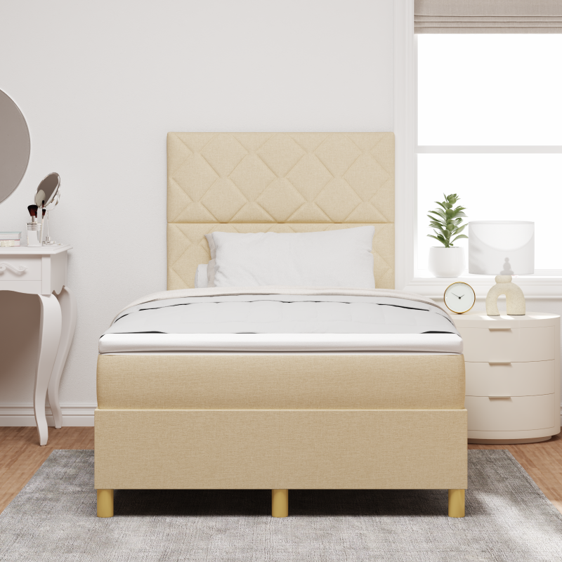 Boxspringbett mit Matratze & LED Creme 120x200 cm Stoff