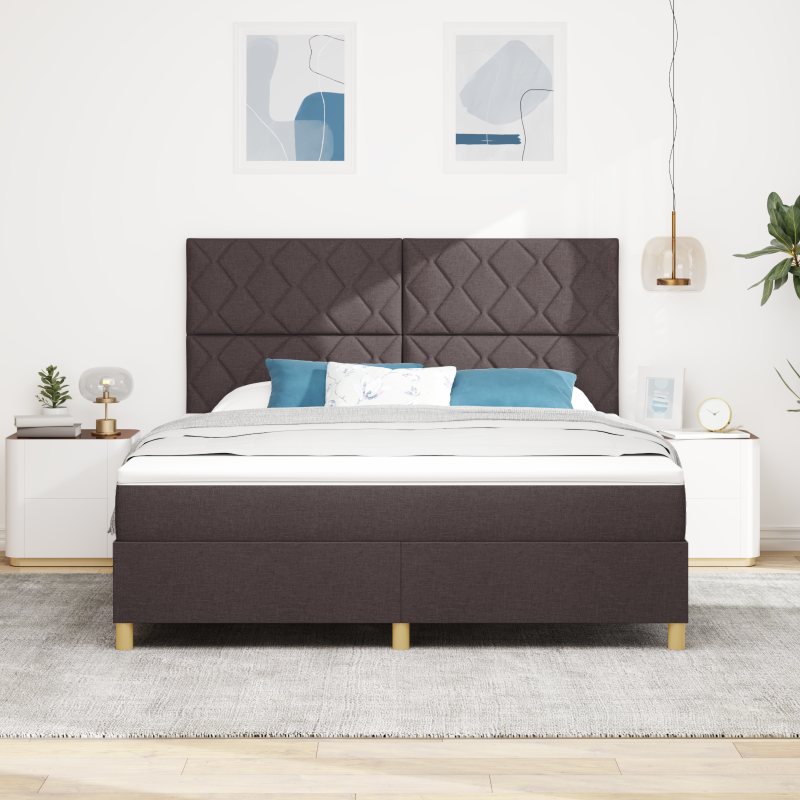 Boxspringbett mit Matratze & LED Dunkelbraun 180x200 cm Stoff