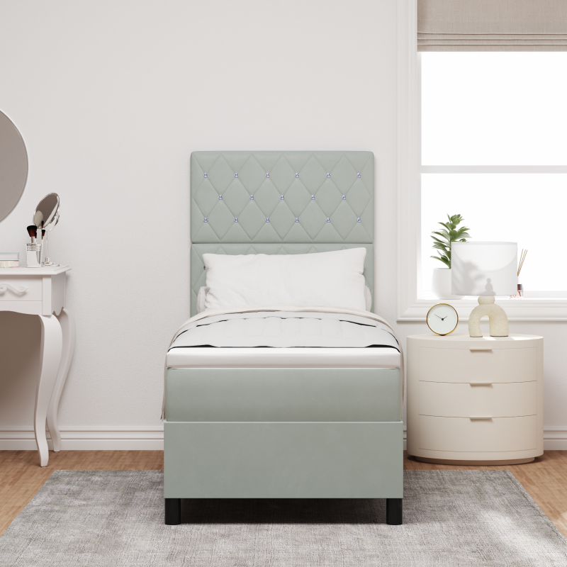 Boxspringbett mit Matratze & LED Licht Grau 80x200 cm Samt