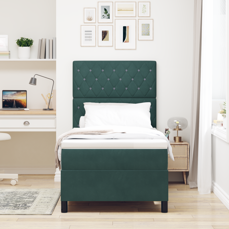 Boxspringbett mit Matratze Dunkelgrau 90x190 cm Stoff