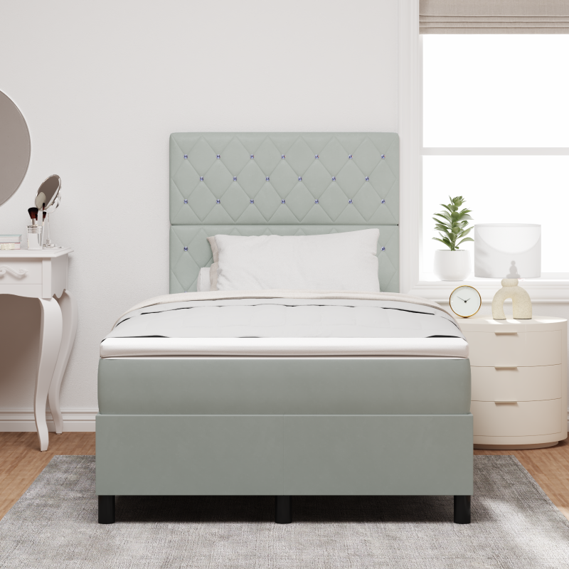 Boxspringbett mit Matratze & LED-Licht Grau 120x190 cm Samt