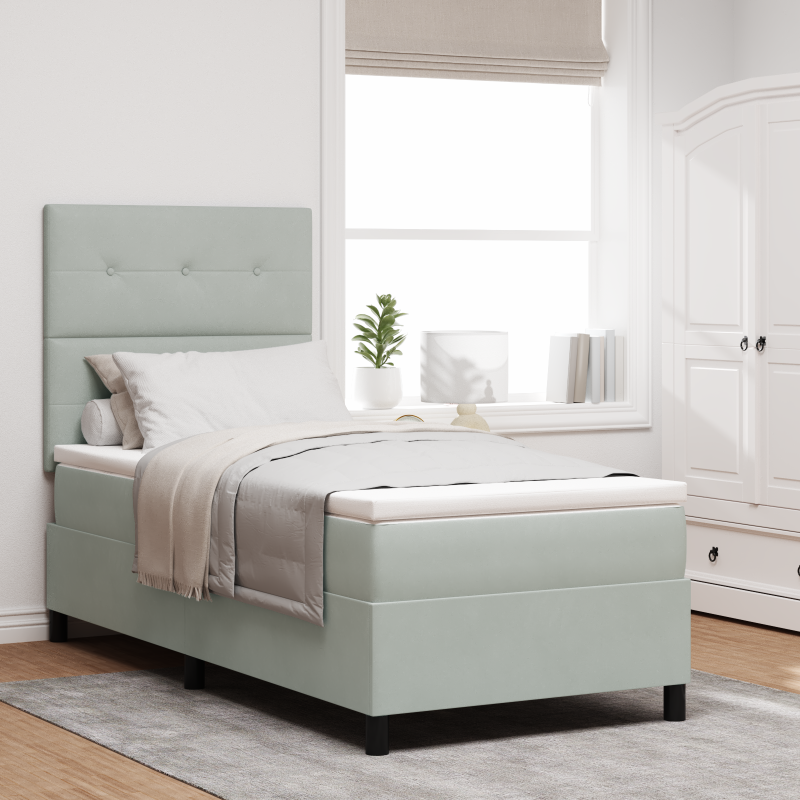 Boxspringbett mit Matratze & LED Licht Grau 100x200 cm Samt