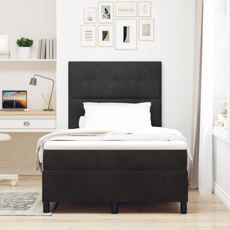 Boxspringbett mit Matratze & LED Schwarz 120x190 cm Samt