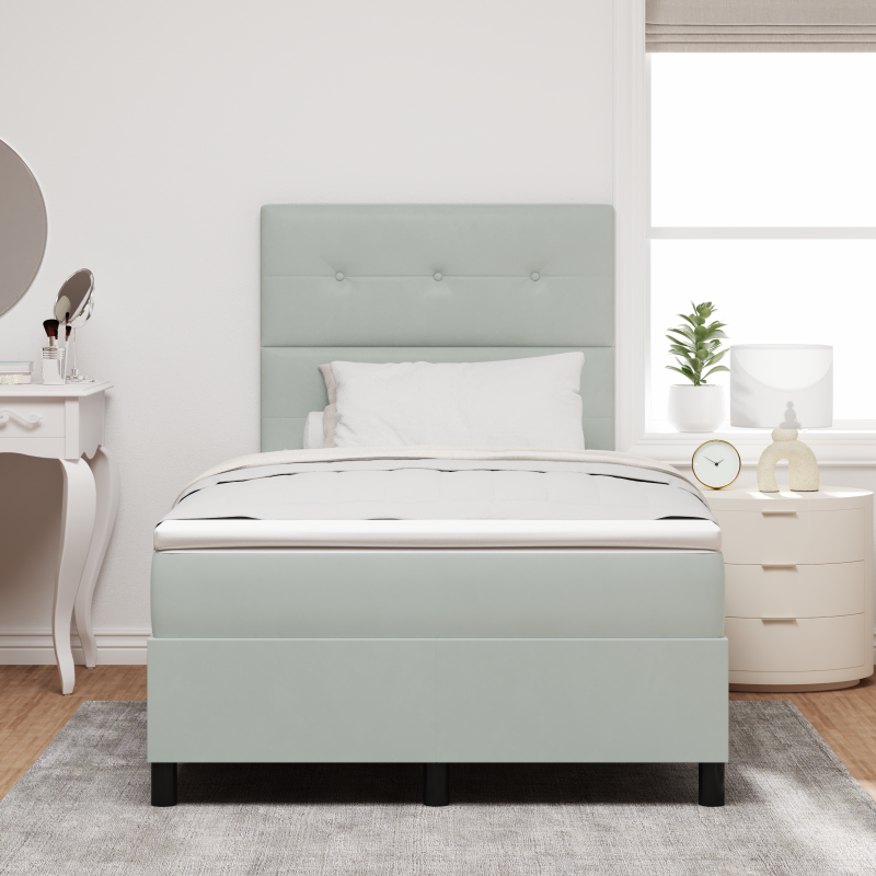 Boxspringbett mit Matratze & LED Licht Grau 120x200 cm Samt