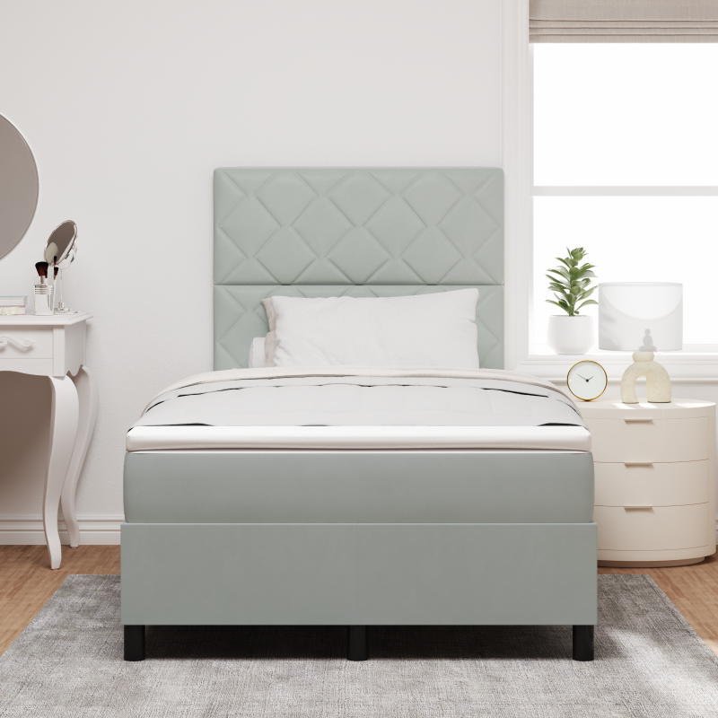 Boxspringbett mit Matratze & LED Licht Hellgrau 120x190 cm Samt