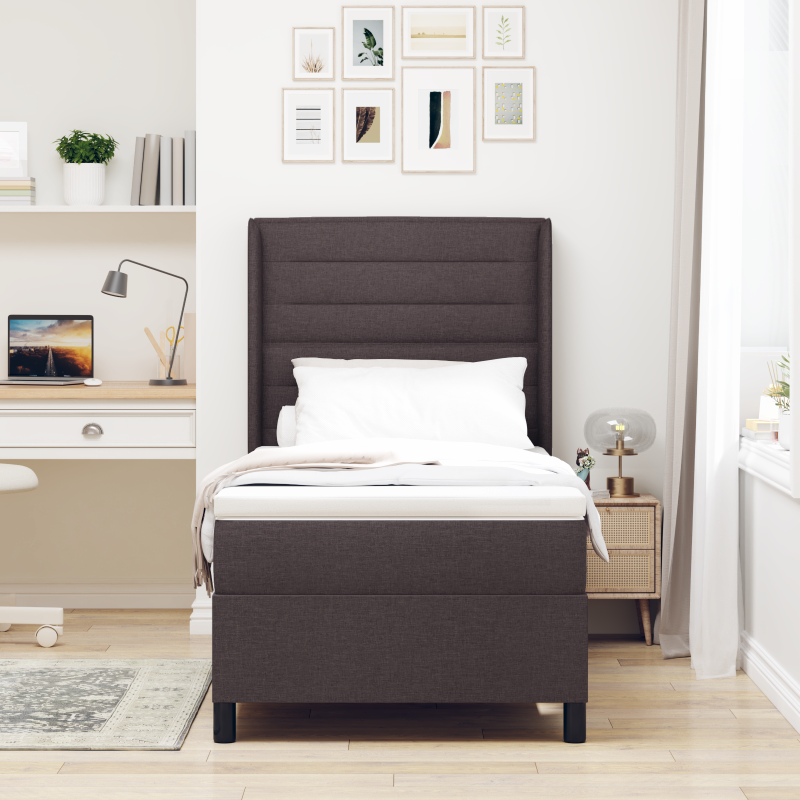 Boxspringbett mit Matratze & LED Dunkelbraun 80x200 cm Stoff