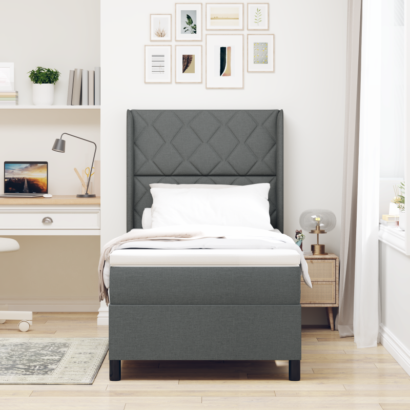 Boxspringbett mit Matratze & LED Dunkelgrau 100x200 cm Stoff
