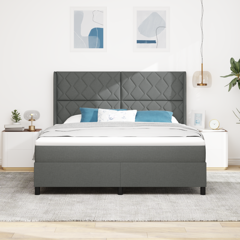 Boxspringbett mit Matratze & LED Dunkelgrau 180x200 cm Stoff