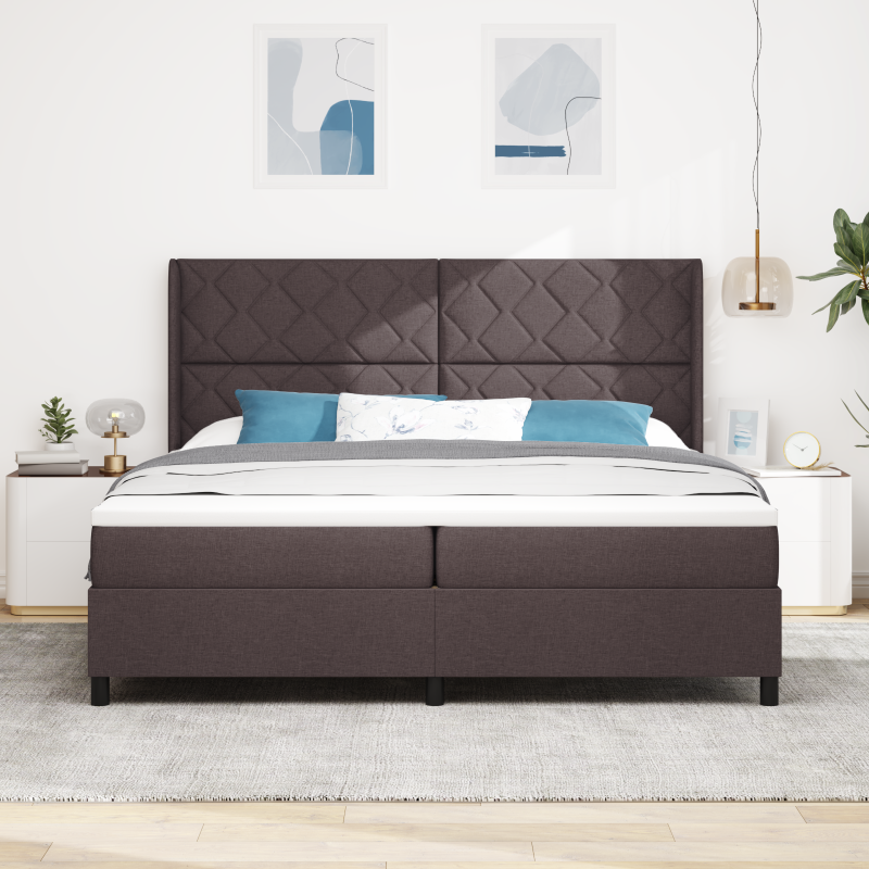 Boxspringbett mit Matratze & LED Dunkelbraun 200x200 cm Stoff