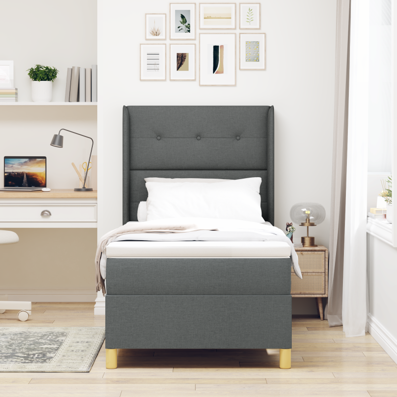 Boxspringbett mit Matratze & LED Dunkelgrau 80x200 cm Stoff