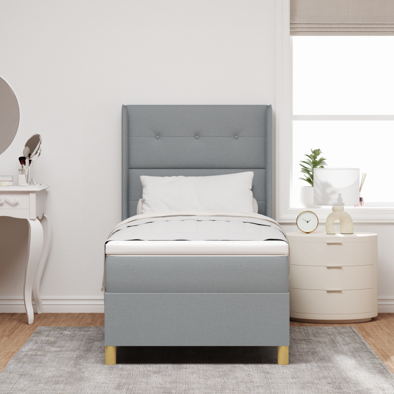 Boxspringbett mit Matratze & LED Licht Grau 100x200 cm Stoff