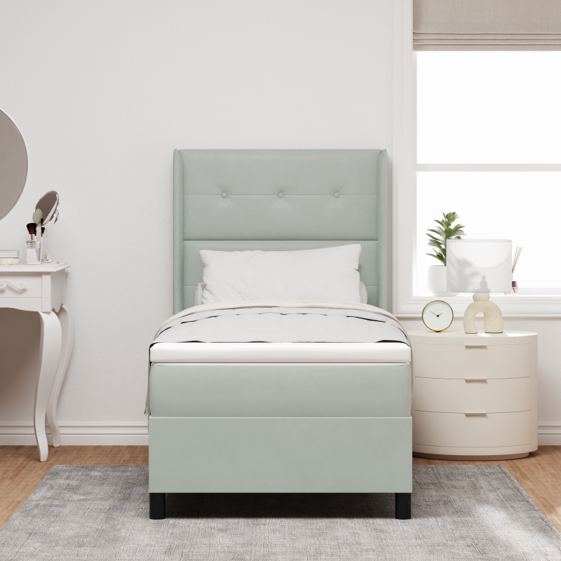 Boxspringbett mit Matratze und LED Licht Grau 100x200 cm Samt