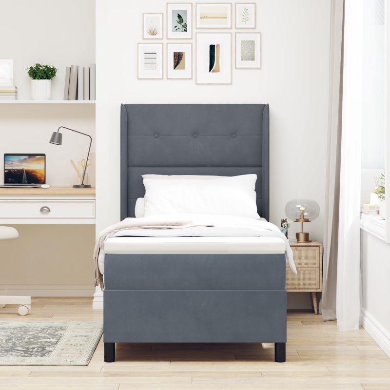 Boxspringbett mit Matratze & LED Dunkelgrau 100x200 cm Samt