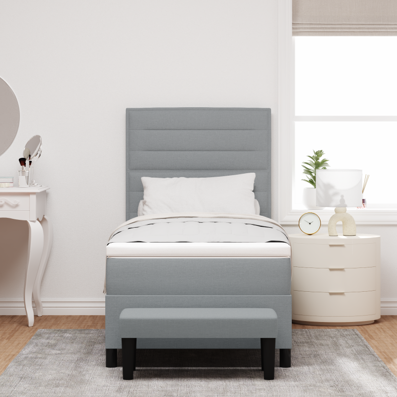 Boxspringbett mit Matratze Taupe Klein Doppelstoff