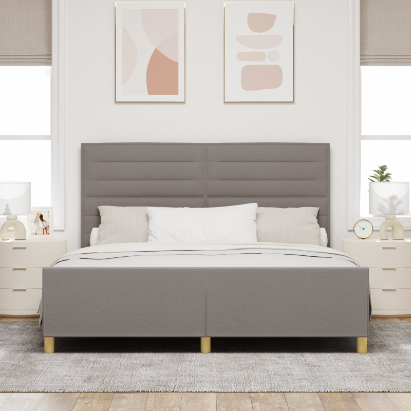 Bettgestell in Taupe, 180x200 cm, Stoff