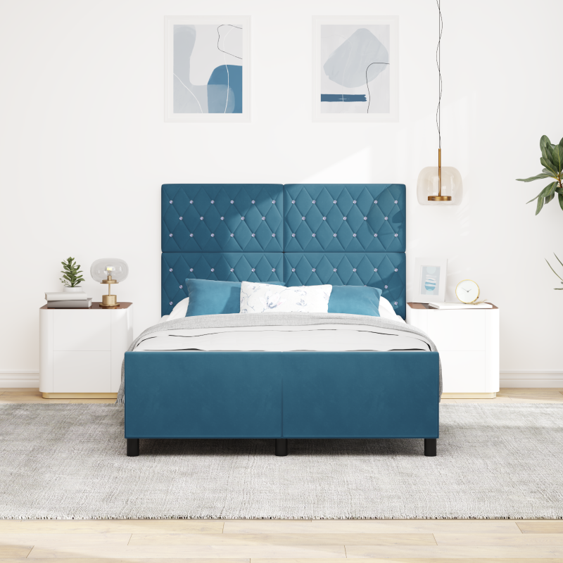 Bettgestell Dunkelblau 140x190 cm Samt