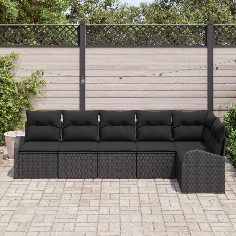 10-teiliges Garten Sofa Set mit Kissen Beige Poly Rattan