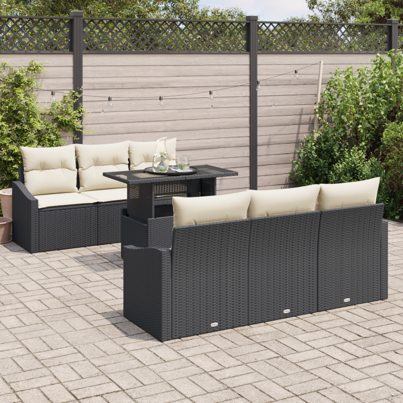 4-teiliges Garten Sofa Set mit Kissen Beige Poly Rattan