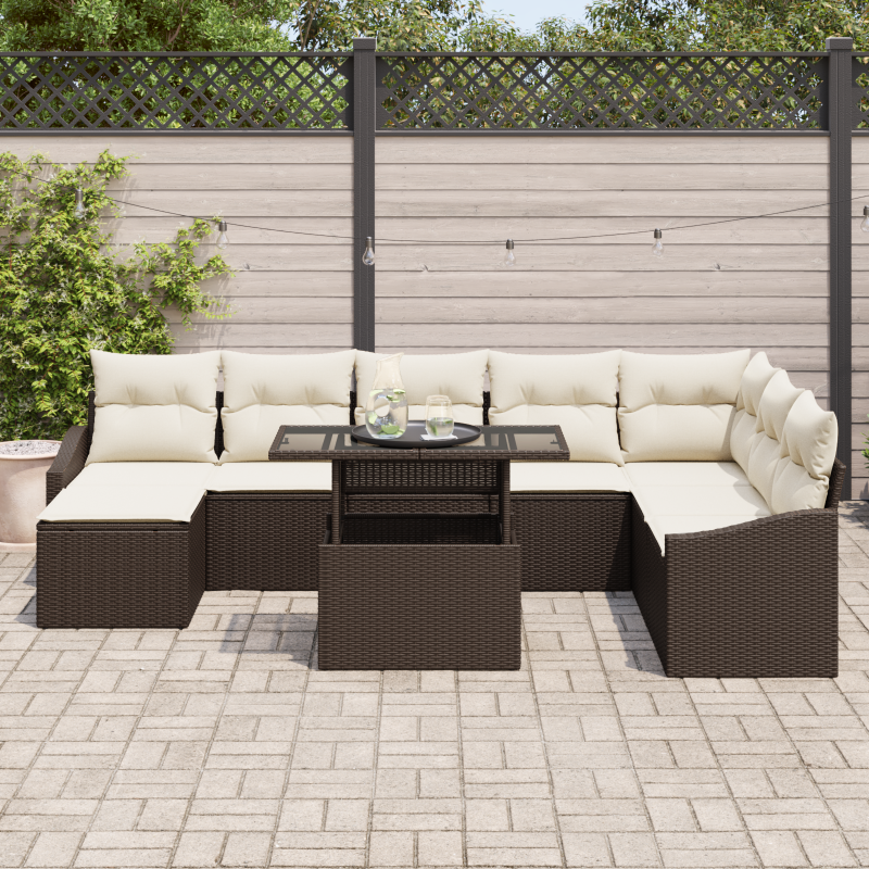 5-teiliges Garten Sofa Set mit Kissen Grau Poly Rattan