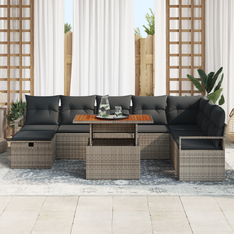 6-teiliges Garten-Sofaset mit Kissen Schwarz Poly-Rattan